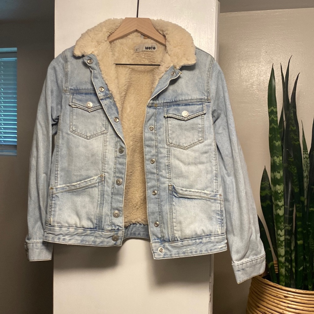 TopShop lined denim moto jacket